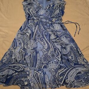 Blue Paisley Wrap Dress